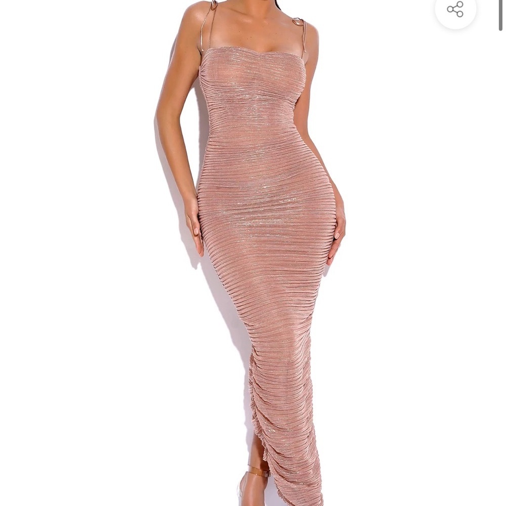Rose gold ruched dress